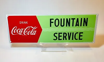 Coca Cola Fountain Service Enamelled Advert Metal Sign Drug Store Cafe Milk Bar • $145