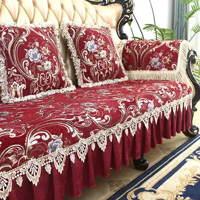 Vintage Chenille Sofa Couch Cover 2 3 4 Seater Jacquard Leather Chair Slipcover • $81.53