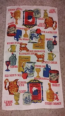 Vintage Fallani & Cohn Mid Century Bar Cocktail Linen Printed Towel 16  X 28  • $18.74