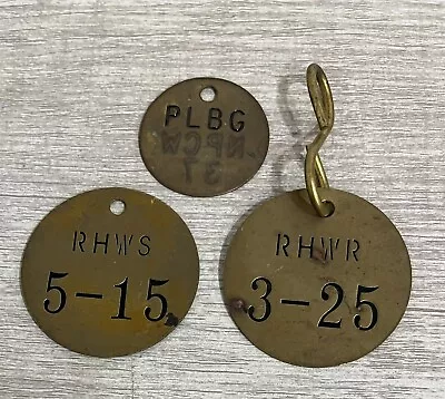 Vintage Lot Of Tag Brass Metal Fob Industrial Keychain Numbered Tag 1.5 Inch 4A • $16.25