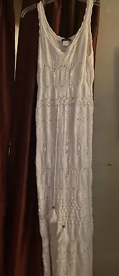 Venus White Fully Crocheted Maxi Sleeveless Dress Boho  Beach Style Size M • $36