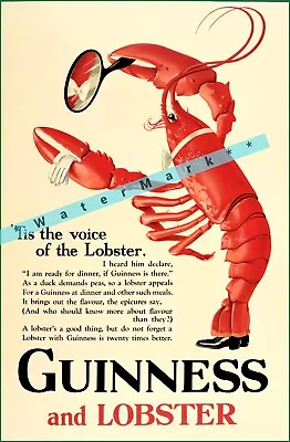 Lobsters Voice Guinness Vintage Poster Print Retro Style Bar Rec Room Art • $27.45