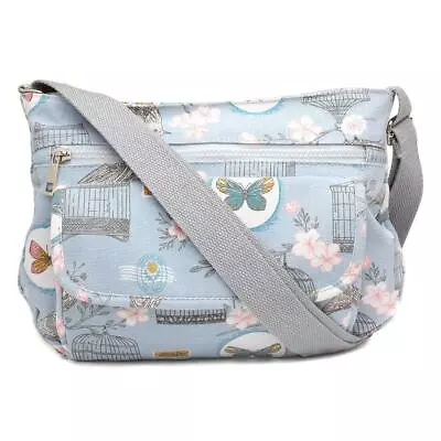 Blue Bird Cage & Butterfly Print Cross Body Bag Frita • £14.99