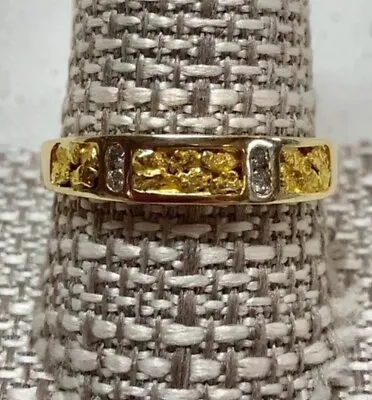 Men’s Natural Nugget Custom Ring 14 Kt. JEWELRY  W/ .08CT Diamonds RM733D8N(B) • $950