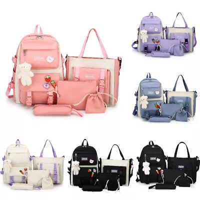 5Pcs Women Girls School Bag Backpack Kawaii Student Bookbag Rucksack Waterproof • $18.97