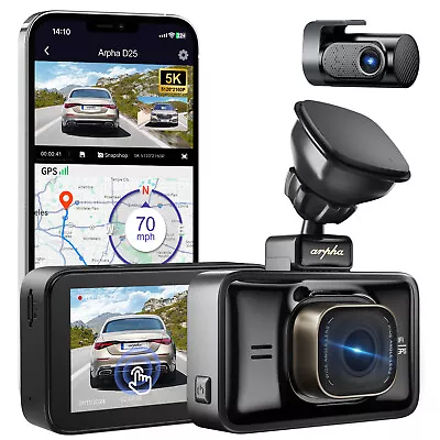 5K Dash Cam For Cars 3840*2160P Dual Camera 4K+2K 5GHz-WiFi GPS Night Vision D25 • $249