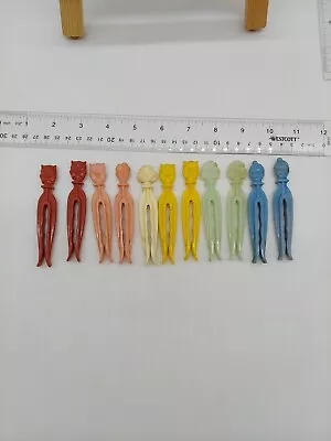 11 Vintage Rogers Clean Grip Clothes Pins Boy Girl Woman Man Cat Dog 3.75  • $29.99