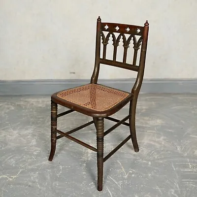 Antique Gothic Cane Chair 19th Century Bergere Seated Side • £220