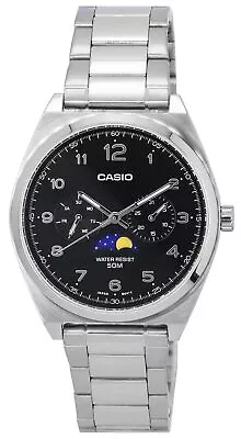 Casio Standard Quartz MTP-M300D-1A Moon Phase Silver Case Band Men's Watch • $80.60