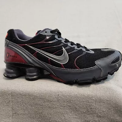 Nike Shox Turbo VI Black Red Gray Athletic Shoes 555341-006 Men Size 7.5 • $42.88