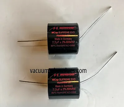 PAIR TWO Mundorf MCap 1000 VDC SUPREME EVO Alum Oil Capacitor 2.2uf  2.2 Uf  • $64.95