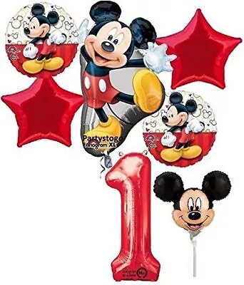 Mickey 1st Birthday Party Balloons Bouquet With 14  Mini Shape Decorations • £25.30