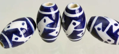 £3.99 • Buy Ceramic Glazed  Hair & Crafts  BEADS  - Hand Painted In Peru -Oval V073