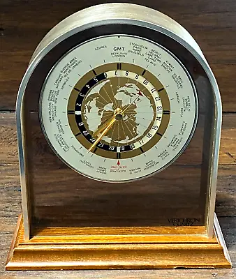 Vintage 1969 Mid Century Verichron Executive World Time Desk Clock ~ Aviation • $49.99