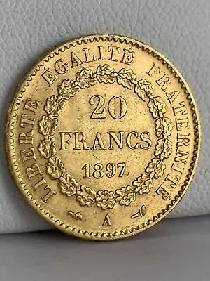 1897 A French 20 FRANCS Gold Coin Guardian Angel Paris Mint • $520