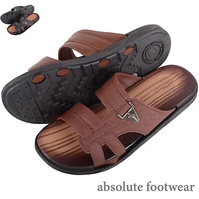 Mens Gents Adults Slip On Open Toe Buckle Sliders Sandals • £14.99