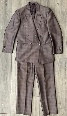 Vintage Men Suit 38 Jacket 30x30 Pants Leisure Polyester Plaid Disco 60s 70s Vtg • $74.99