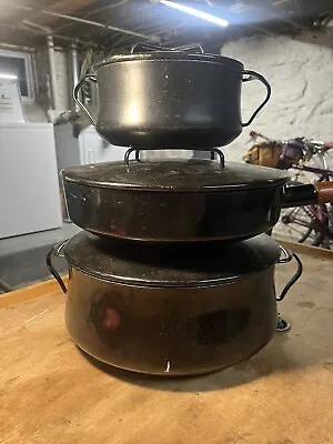 VTG DANSK Kobenstyle Black Enamel Casserole Pots Set 3 • $25