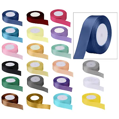 25 Metres DOUBLE SIDED Satin Ribbon Full Rolls 10mm 23mm 25mm 40mm Widths Gifts • £10.49