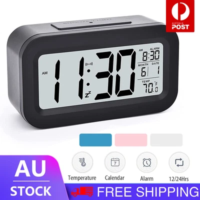 $3.59 • Buy Digital Bedside LED Snooze Alarm Clock Time Temperature Day/Night Desktop Clocks