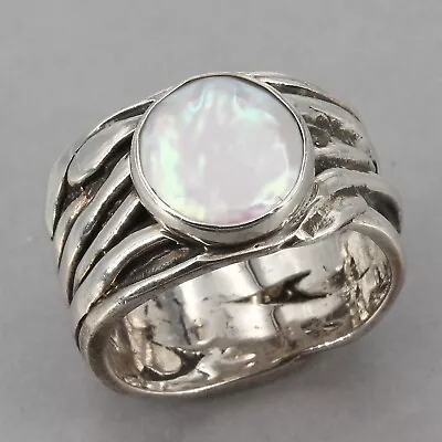 Retired Silpada Sterling Silver Coin Pearl MERMAID RING R1542 Size 9.25 • $49.99