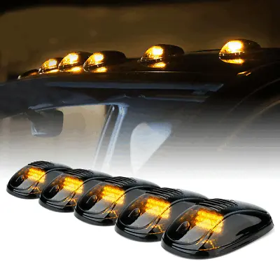 HOT 5 Cab Marker Roof Light Smoke W/5050 Amber LED+Base For GMC/Chevy C1500-3500 • $23.14