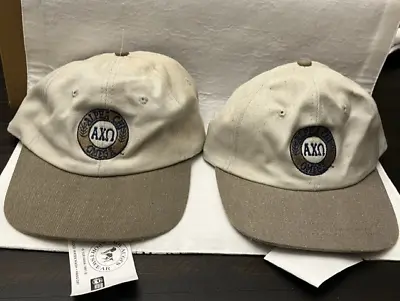 $17.95 • Buy Set Of 2 Distressed Alpha Chi Omega Circle Design Hats, Flat Brim VINTAGE, BLEM