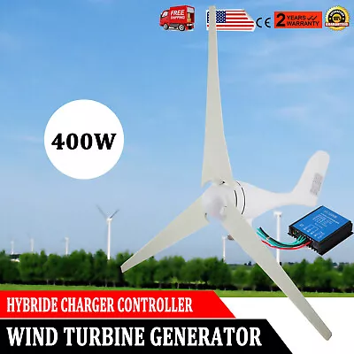 $115.50 • Buy 400W Wind Turbine Generator Kit DC 12V 3 Blades Windmill With Charge Controller
