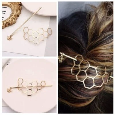 $6.89 • Buy Honeycomb Bee Hairpin Twist Fork Bun Cage Metal Stick Fashion Jewelry Gift