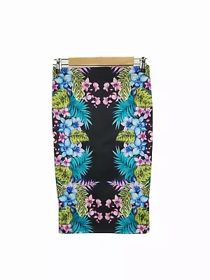 Atmosphere Multicoloured Floral Print Pencil Skirt Size 8 Rear Zip Stretch • £6.25
