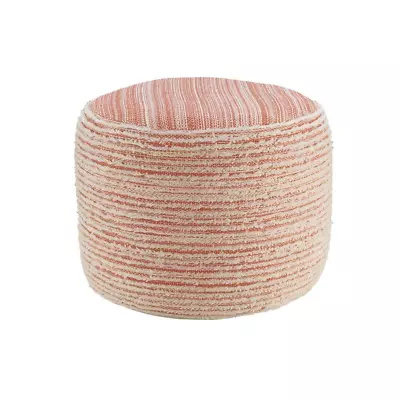 Coral/White Tropical Textured And Distressed Pouf • $82.99