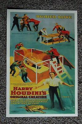 Harry Houdini Magician Poster #2 1914 Buried Alive Strapped In Straight Jacket  • $7