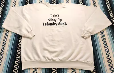 Vintage 90's Skinny Dip Chunky Dunk Fun Funny White Crewneck Sweatshirt Size XXL • $17.99