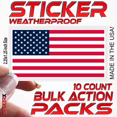 10 Mini US American Flag Decal | 2.25x1.25  Sticker | Patriotic United States  • $3.49