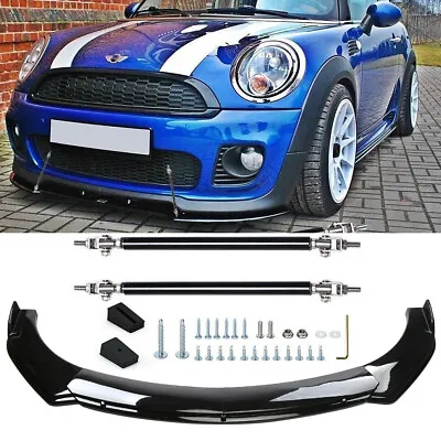 Front Bumper Lip Splitter Spoiler + Strut Rods For MINI COOPER S R53 R58 R60 F56 • $89.99