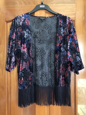 £6 • Buy Topshop Floral Tasseled Kimono Jacket - S/M