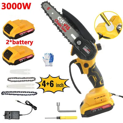 4/6'' Mini Cordless Chainsaw Electric One-Hand Saw Wood Cutter W/Oiling System- • £23.18