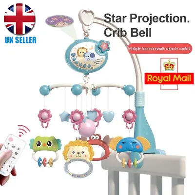 New Baby Musical Crib Bed Bell Cot Mobile Stars Dreams Light Nusery Lullaby Toy* • £15.79