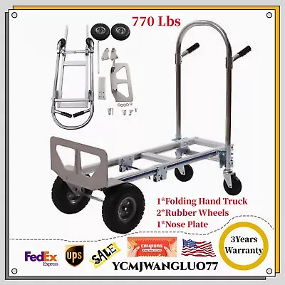 Aluminum Hand Truck W/ Handle Heavy Duty Convertible Folding Dolly Cart 770 Lbs • $120.94