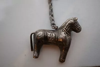 Vintage Metal SilverTone 3D Horse Figure Pendant Hook Chinese Year Of The Horse • $15