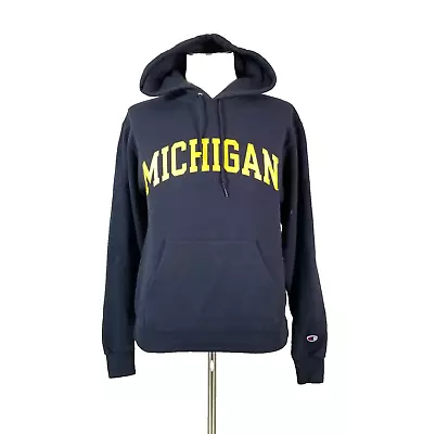 Champion Michigan Wolverines Hoodie Sweater Sweatshirt Men Small Blue Pullover • $18.81