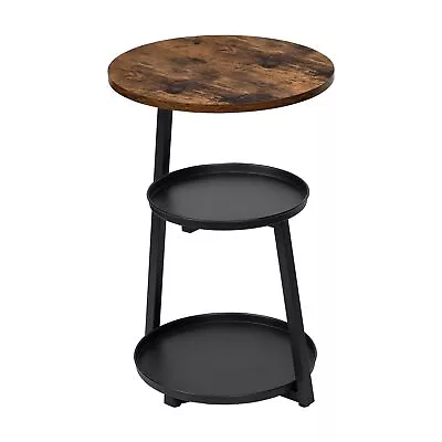 Round End Table With Metal Frame Accent Coffee Tables With 3 Shelves Wood M... • $57.22