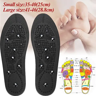 Black Foot Magnetic Massage Shoe Insoles Acupressure Therapy Reflexology • £10.31