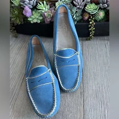 Tod's Limited Edition Women's Gommino Blue Suede Moccasin Penny Loafer Size 39.5 • $80