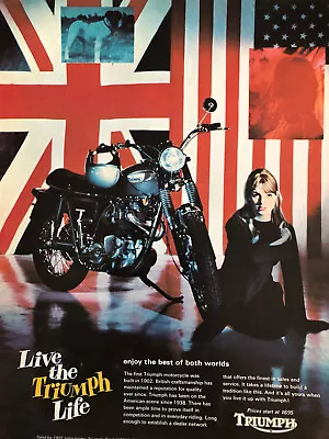 Vintage 1968 Triumph Motorcycle Original Color Ad • $5.65