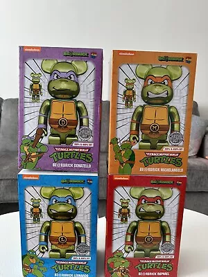 Bearbrick Turtles Michelangelo Donatello Raphael Leonardo 400% 100% Medicom Toy • $1088.99