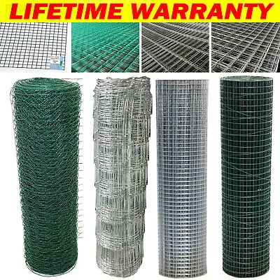 Wire Mesh Green PVC Coated Galvanised Fencing Garden Barrier Metal Fence Chicken • £9.12