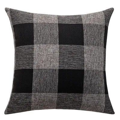 Tartan Check Plaid Cushion Cover Cotton Linen Throw Pillow Case 18inch 45x45cm • £9.39