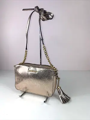 Michael Kors Crossbody Bag Jet Set East West Chain Rose Gold Snakeskin B2B • $79.99