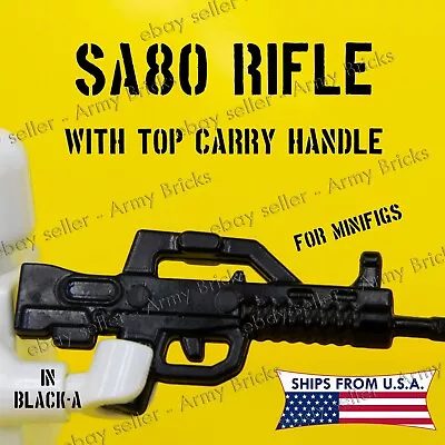 SA80 L85A2 Rifle W/ Carry Handle CUSTOM Brick Weapons Gun For Minifigs - Black A • $1.25